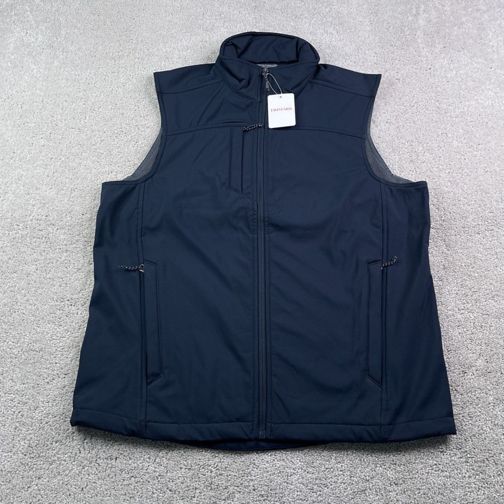 NEW Trimark Vest Mens Medium Blue Stinson Softshell Fleece Lined Full Zip NWT‎